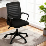 Artiss Ergonomic Office Chair Mesh Computer Desk Chairs with Lumbar Support, Height Adjustment Swivel Chair Mid Back for Home Office Study, Black - Close-Up Angle