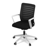 Artiss Ergonomic Office Chair Mesh Computer Desk Chairs with Lumbar Support, Height Adjustment Swivel Chair Mid Back for Home Office Study, Black and White - Side View