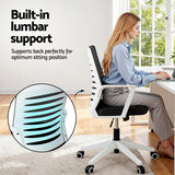 Artiss Ergonomic Office Chair Mesh Computer Desk Chairs with Lumbar Support, Height Adjustment Swivel Chair Mid Back for Home Office Study, Black and White - 45-Degree Angle