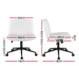 Artiss Criss Cross Chair with Wheels Wide Cross Legged Office Desk Vanity Chair PU Leather, Armless Height Adjustable Swivel Home Office Chair for Home Computer Task, White - Front View