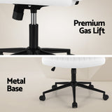 Artiss Criss Cross Chair with Wheels Wide Cross Legged Office Desk Vanity Chair PU Leather, Armless Height Adjustable Swivel Home Office Chair for Home Computer Task, White - Low Angle