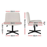 Artiss Criss Cross Chair No Wheels Fabric Wide Cross Legged Office Desk Vanity Chair Armless, Height Adjustable, Swivel Home Office Chair for Home Computer Task, Beige - Front View