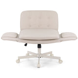 Artiss Criss Cross Chair with Wheels & Adjustable Armrests, Ergonomic Cross Legged Office Desk Chair PU Leather Vanity Chair Swivel for Home, Make Up, Bedroom, Computer, Beige - Side View