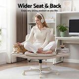 Artiss Criss Cross Chair with Wheels & Adjustable Armrests, Ergonomic Cross Legged Office Desk Chair PU Leather Vanity Chair Swivel for Home, Make Up, Bedroom, Computer, Beige - 45-Degree Angle