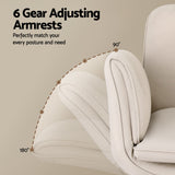 Artiss Criss Cross Chair with Wheels & Adjustable Armrests, Ergonomic Cross Legged Office Desk Chair PU Leather Vanity Chair Swivel for Home, Make Up, Bedroom, Computer, Beige - Rear View