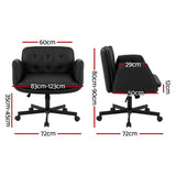 Artiss Criss Cross Chair with Wheels & Adjustable Armrests, Ergonomic Cross Legged Office Desk Chair PU Leather Vanity Chair Swivel for Home, Make Up, Bedroom, Computer, Black - Front View