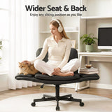 Artiss Criss Cross Chair with Wheels & Adjustable Armrests, Ergonomic Cross Legged Office Desk Chair PU Leather Vanity Chair Swivel for Home, Make Up, Bedroom, Computer, Black - 45-Degree Angle