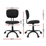 Artiss Armless Office Chair with Wheels, Ergonomic 360° Swivel Home Office Desk Chair, Height Adjustable Computer Task Chair with Fabric Back and Seat for Small Space, Black - Front View