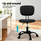 Artiss Armless Office Chair with Wheels, Ergonomic 360° Swivel Home Office Desk Chair, Height Adjustable Computer Task Chair with Fabric Back and Seat for Small Space, Black - Top-Down View
