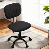 Artiss Armless Office Chair with Wheels, Ergonomic 360° Swivel Home Office Desk Chair, Height Adjustable Computer Task Chair with Fabric Back and Seat for Small Space, Black - Close-Up Angle