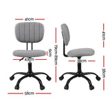 Artiss Armless Office Chair with Wheels, Ergonomic 360° Swivel Home Office Desk Chair, Height Adjustable Computer Task Chair with Fabric Back and Seat for Small Space, Grey - Front View