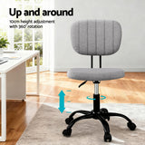 Artiss Armless Office Chair with Wheels, Ergonomic 360° Swivel Home Office Desk Chair, Height Adjustable Computer Task Chair with Fabric Back and Seat for Small Space, Grey - Top-Down View