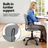 Artiss Armless Office Chair with Wheels, Ergonomic 360° Swivel Home Office Desk Chair, Height Adjustable Computer Task Chair with Fabric Back and Seat for Small Space, Grey - 45-Degree Angle