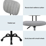 Artiss Armless Office Chair with Wheels, Ergonomic 360° Swivel Home Office Desk Chair, Height Adjustable Computer Task Chair with Fabric Back and Seat for Small Space, Grey - Rear View