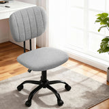 Artiss Armless Office Chair with Wheels, Ergonomic 360° Swivel Home Office Desk Chair, Height Adjustable Computer Task Chair with Fabric Back and Seat for Small Space, Grey - Close-Up Angle