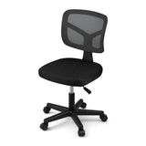 Artiss Armless Office Chair with Wheels, Ergonomic 360° Swivel Home Office Desk Chair, Height Adjustable Computer Task Chair with Fabric Back and Seat for Small Space, Black - Side View