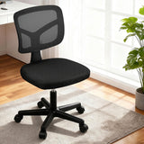 Artiss Armless Office Chair with Wheels, Ergonomic 360° Swivel Home Office Desk Chair, Height Adjustable Computer Task Chair with Fabric Back and Seat for Small Space, Black - Close-Up Angle