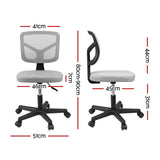 Artiss Armless Office Chair with Wheels, Ergonomic 360° Swivel Home Office Desk Chair, Height Adjustable Computer Task Chair with Fabric Back and Seat for Small Space, Grey - Front View