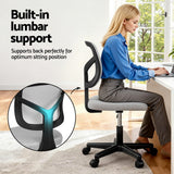 Artiss Armless Office Chair with Wheels, Ergonomic 360° Swivel Home Office Desk Chair, Height Adjustable Computer Task Chair with Fabric Back and Seat for Small Space, Grey - 45-Degree Angle