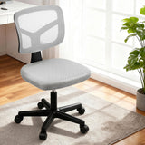Artiss Armless Office Chair with Wheels, Ergonomic 360° Swivel Home Office Desk Chair, Height Adjustable Computer Task Chair with Fabric Back and Seat for Small Space, Grey - Close-Up Angle