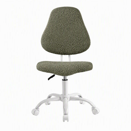 Artiss Armless Office Chair Ergonomic Soft Fleece Height Adjustable Vanity Desk Chair Green, image 3