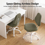 Artiss Armless Office Chair Ergonomic Soft Fleece Height Adjustable Vanity Desk Chair Green