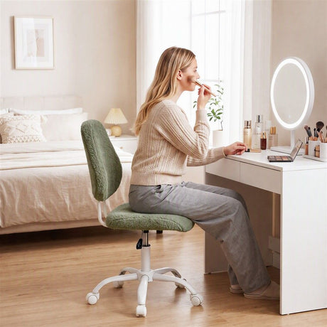 Artiss Armless Office Chair Ergonomic Soft Fleece Height Adjustable Vanity Desk Chair Green, image 9