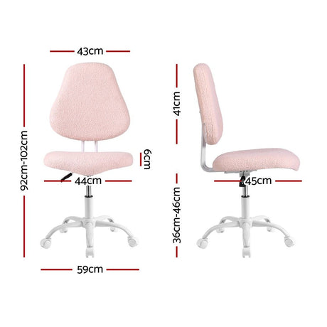 Artiss Armless Office Chair Ergonomic Soft Fleece Height Adjustable Vanity Desk Chair Pink, Adjustable Height
