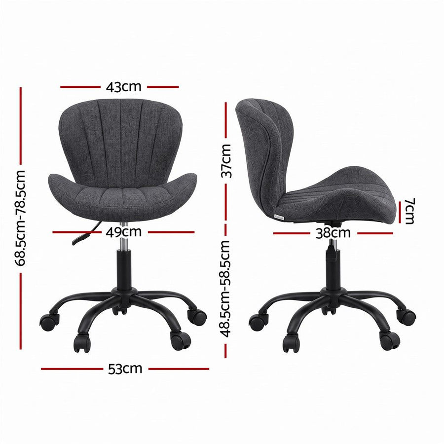 Artiss Ergonomic Office Chair Armless Height Adjustable Computer Desk Chair Fabric Dark Grey
