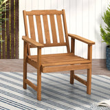 Livsip Outdoor Armchair Wooden Patio Chairs Brown - Rear View