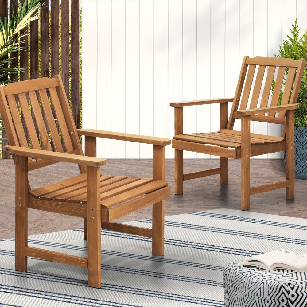 Livsip Outdoor Armchair Wooden Patio Set of 2 Chairs