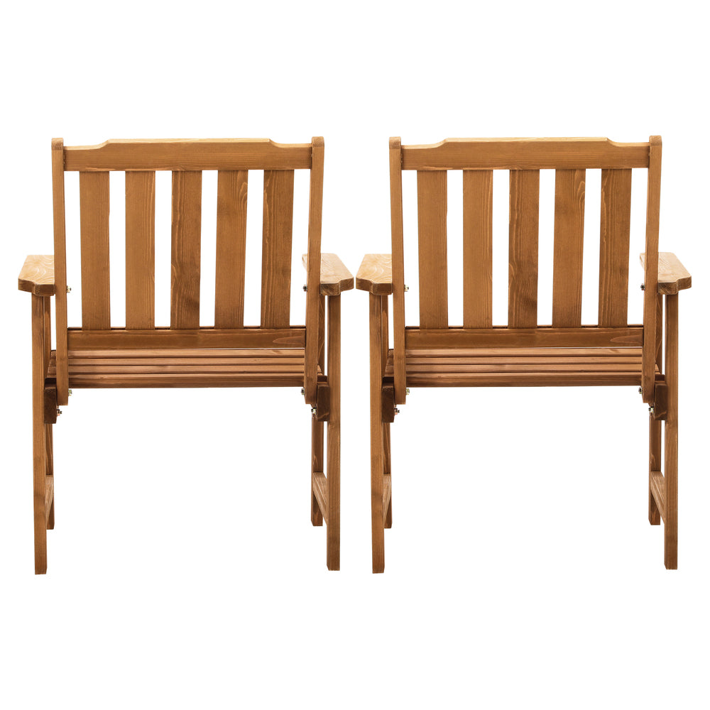 Livsip Outdoor Armchair Wooden Patio Set of 2 Chairs