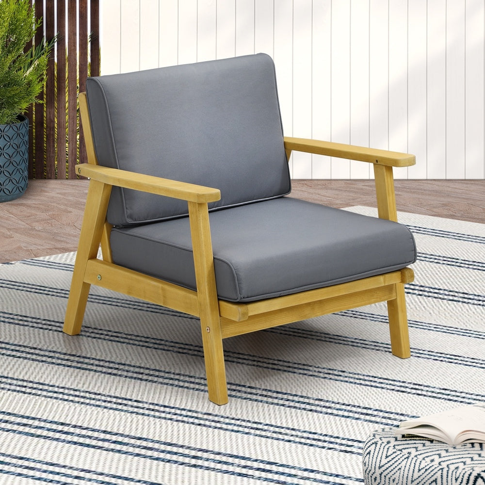 Livsip Outdoor Wooden Armchair with Cushion