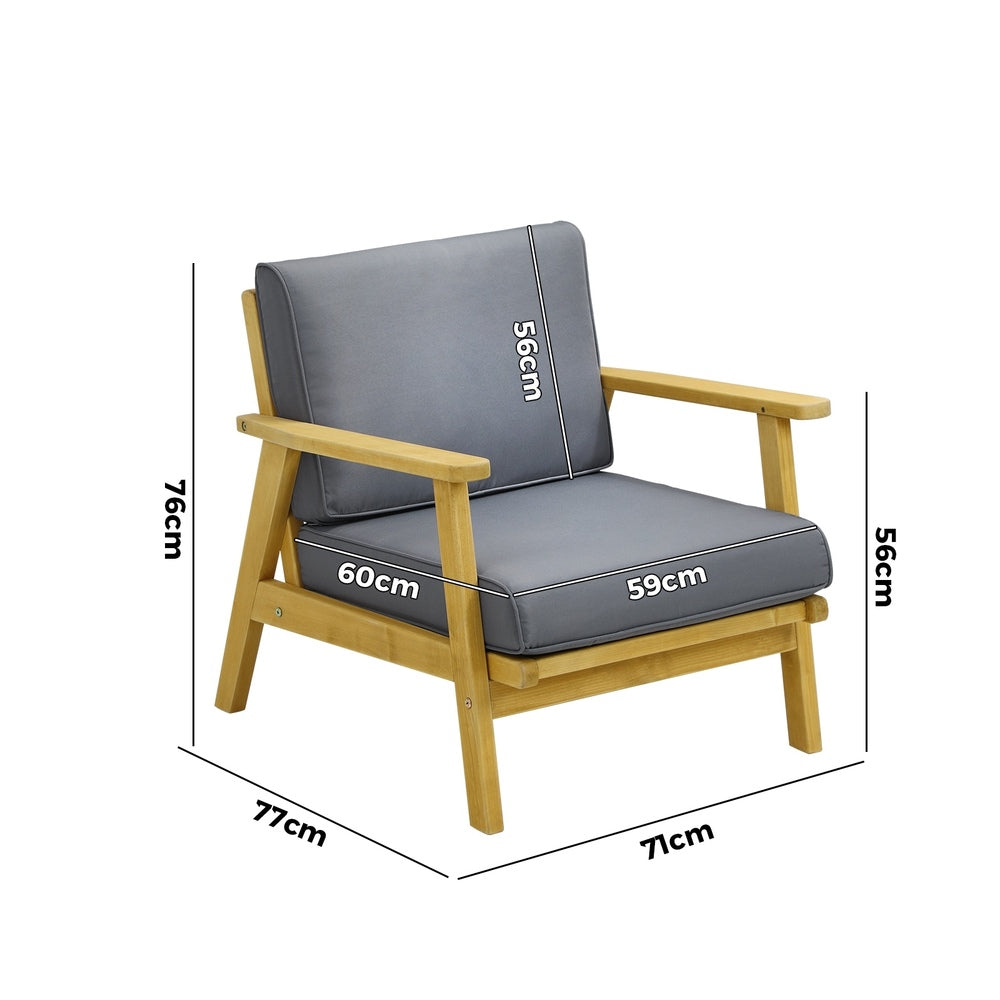 Livsip Outdoor Wooden Armchair with Cushion