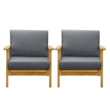 Livsip 2PCS Outdoor Wooden Armchair with Cushion