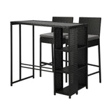 Livsip Outdoor Bar Table Stools Set Rattan 3 Piece - 45-Degree Angle