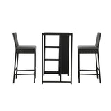 Livsip Outdoor Bar Table Stools Set Rattan 3 Piece