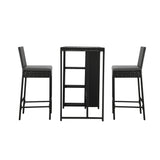 Livsip Outdoor Bar Table Stools Set Rattan 3 Piece - Top-Down View
