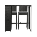 Livsip Outdoor Bar Table Stools Set Rattan 3 Piece