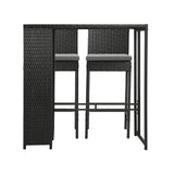 Livsip Outdoor Bar Table Stools Set Rattan 3 Piece - Side View