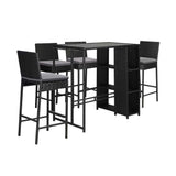 Livsip Outdoor Bar Table Stools Set Rattan 5 Piece