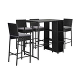 Livsip Outdoor Bar Table Stools Set Rattan 5 Piece - Rear View