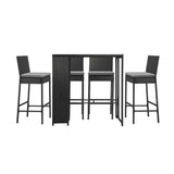 Livsip Outdoor Bar Table Stools Set Rattan 5 Piece - Front View