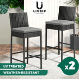 Livsip Garden Bar Stools Rattan Dinning Chairs 2X