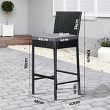 Livsip Garden Bar Stools Rattan Dinning Chairs 2X