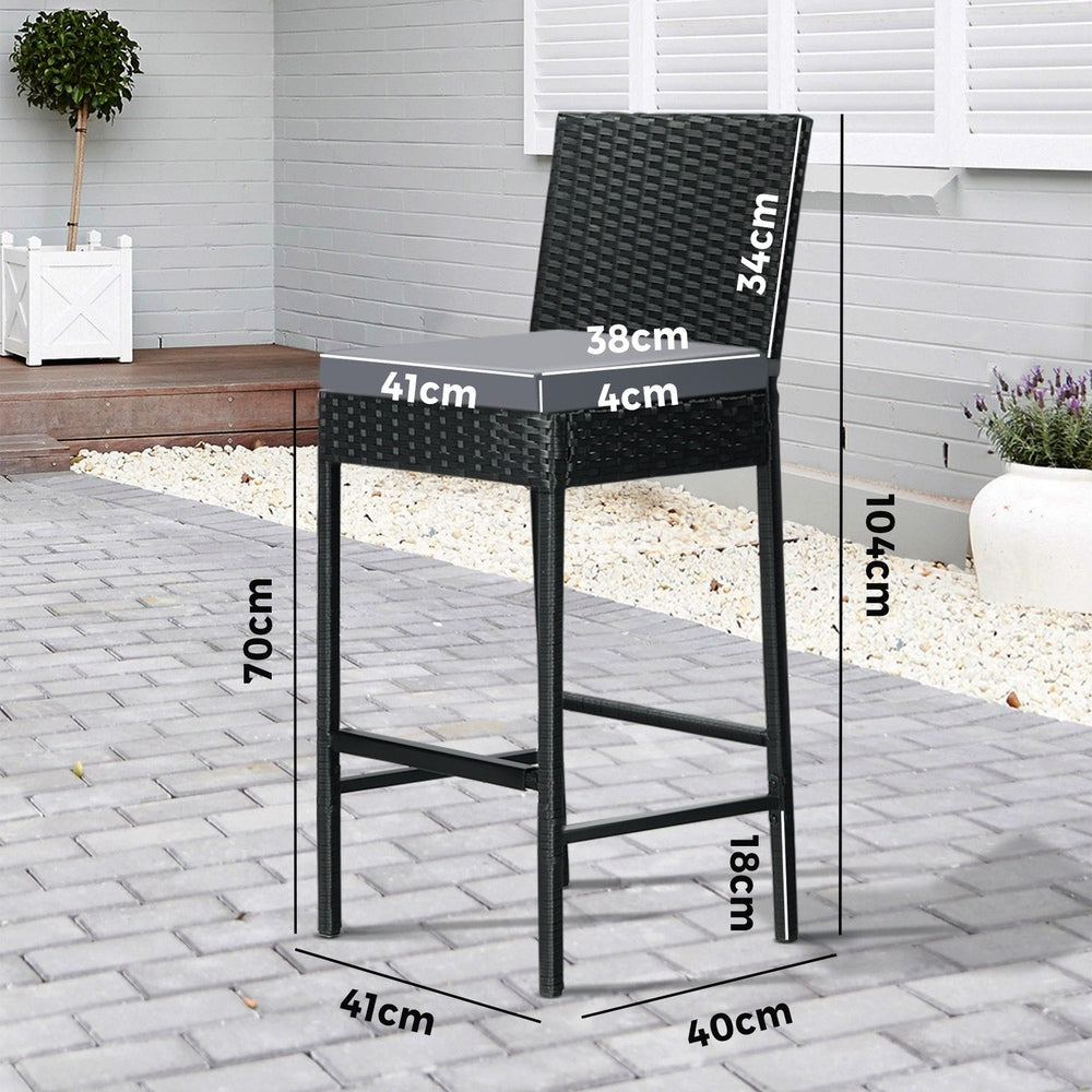 Livsip Garden Bar Stools Rattan Dinning Chairs 2X