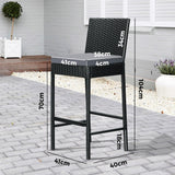 Livsip Garden Bar Stools Rattan Dinning Chairs 2X - Top-Down View