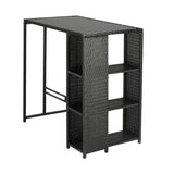 Livsip Rattan Outdoor Bar Table Glass Top Steel Frame - 45-Degree Angle