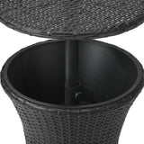 Livsip Rattan Cooler Ice Bucket Table Storage Black - Close-Up Angle