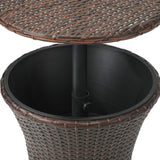 Livsip Rattan Cooler Ice Bucket Table Storage Brown - Low Angle